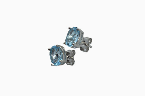 Divya दिव्या | Blauer Topas | Ohrstecker | Silber | Rhodiniert